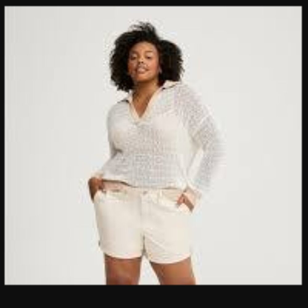 Torrid Collared Pullover Sweater White Tan NWOT Plus Size 4XL